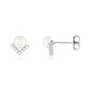 Boucles d'oreilles argent 925, perles de culture de Chine, motif V serti de zirconias. - vue V1