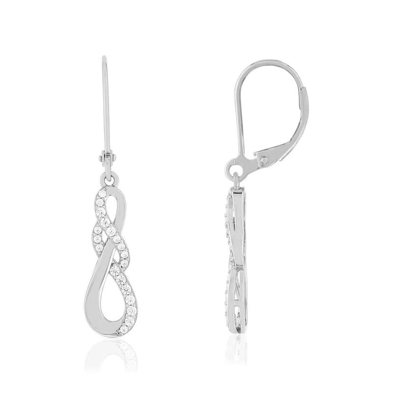 Boucles d'oreilles pendants argent 925, zirconias. - vue 1