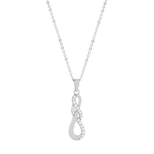 Collier argent 925, zirconias. Longueur 45 cm.
