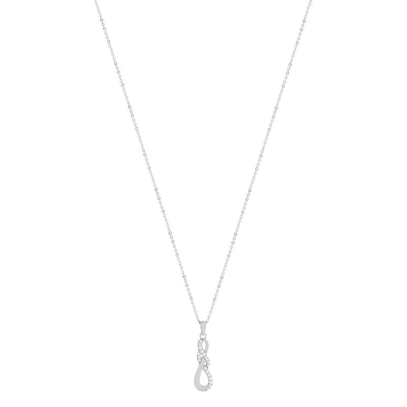 925 sterling silver necklace with cubic zirconia. Length: 45 cm. - View 2