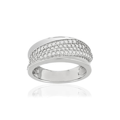 Bague argent 925, zirconias. - vue 1