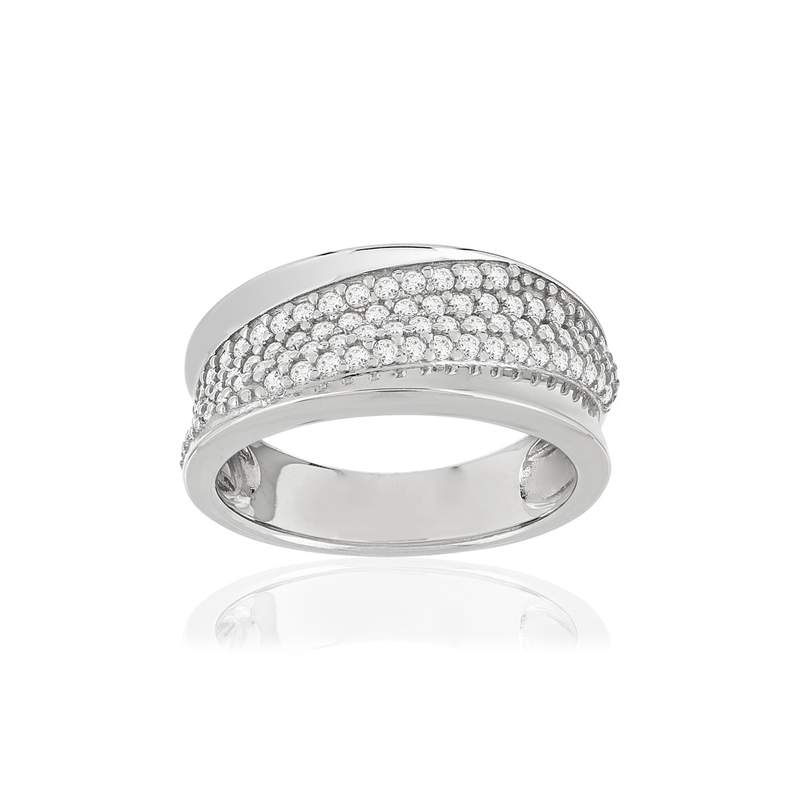 Bague argent 925, zirconias. - vue 1