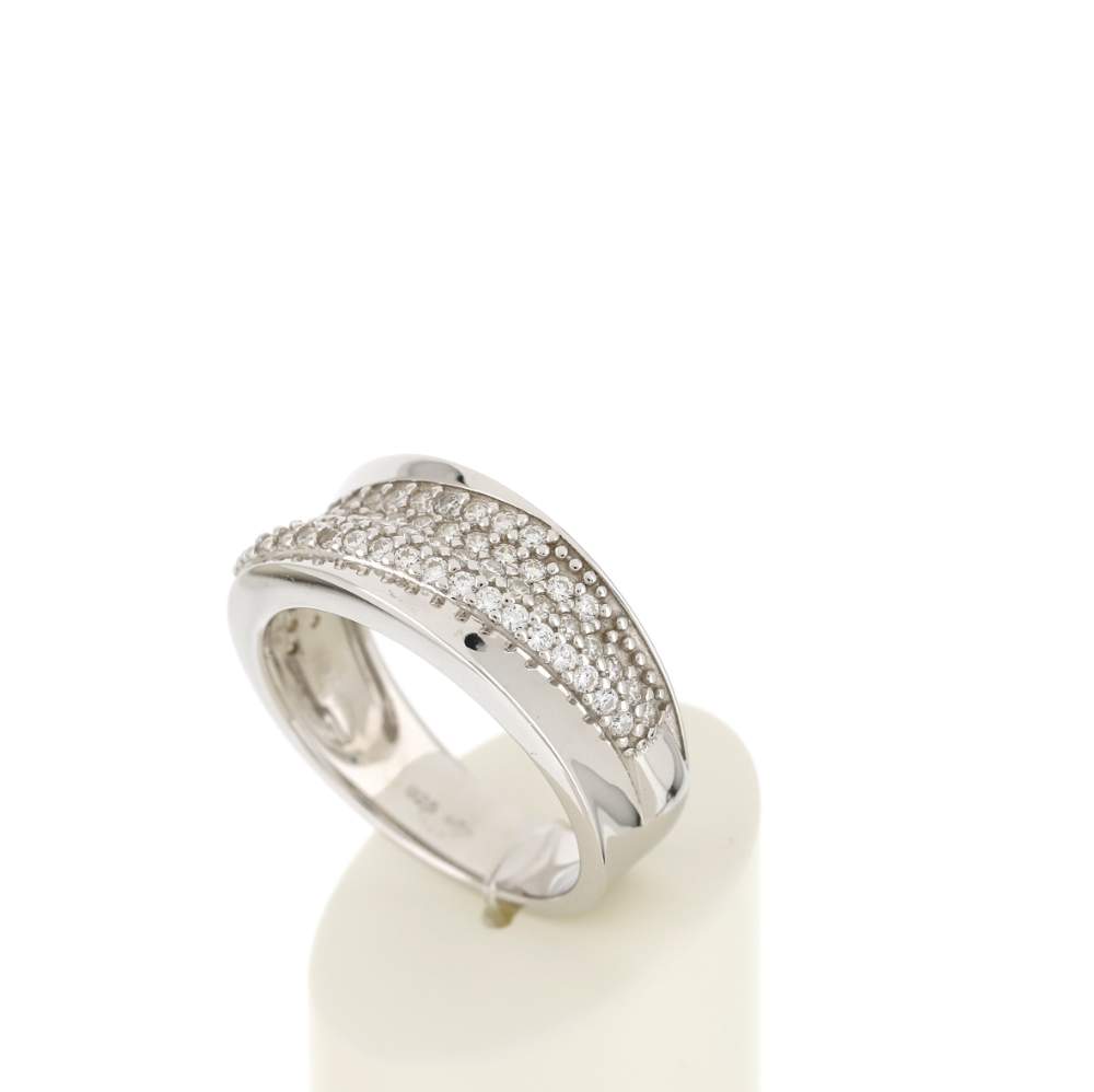 Bague argent 925, zirconias. - vue 4