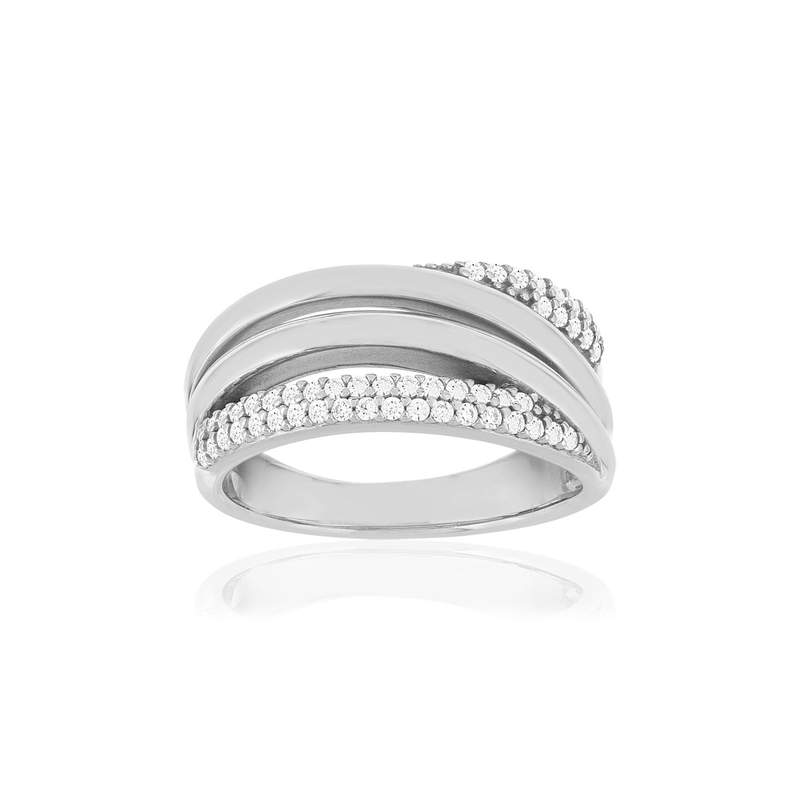 Bague argent 925, zirconias. - vue 1