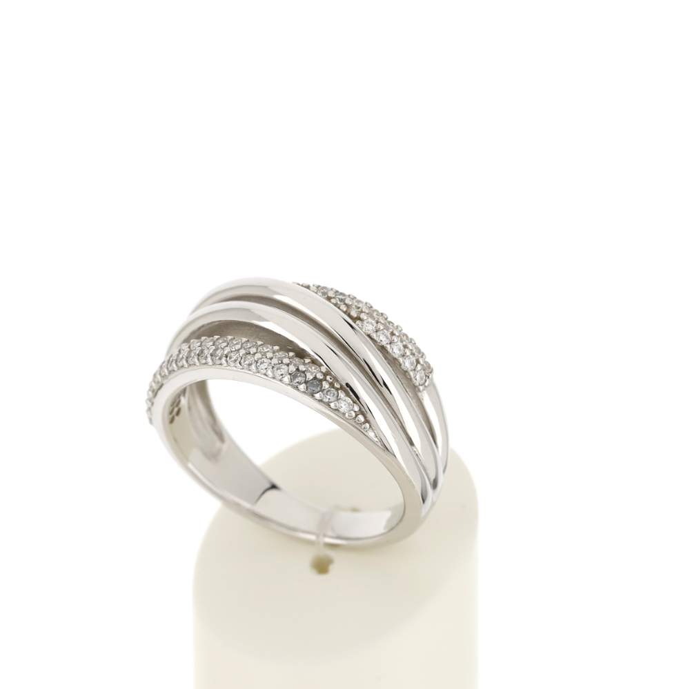 Bague argent 925, zirconias. - vue 3