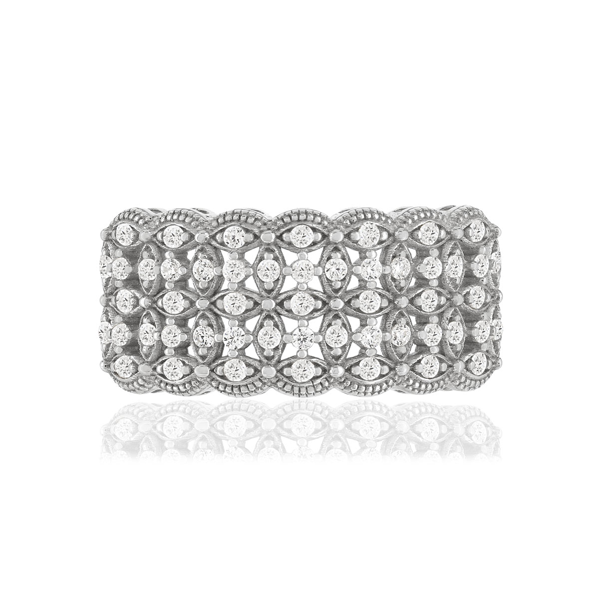 Bague argent 925, zirconias. - vue 3