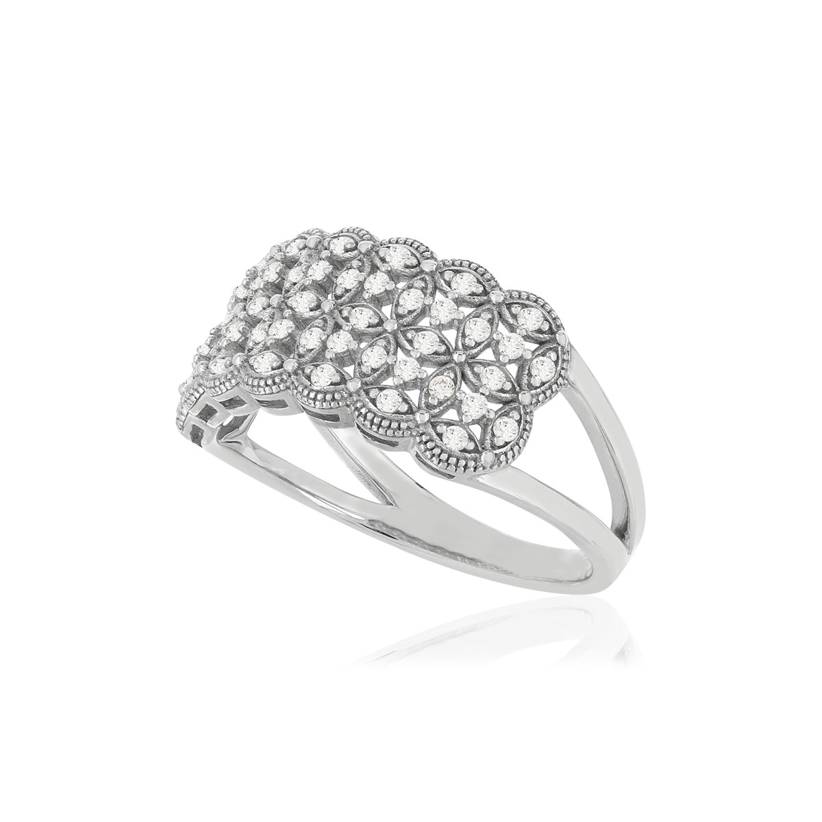 Bague argent 925, zirconias. - vue D1