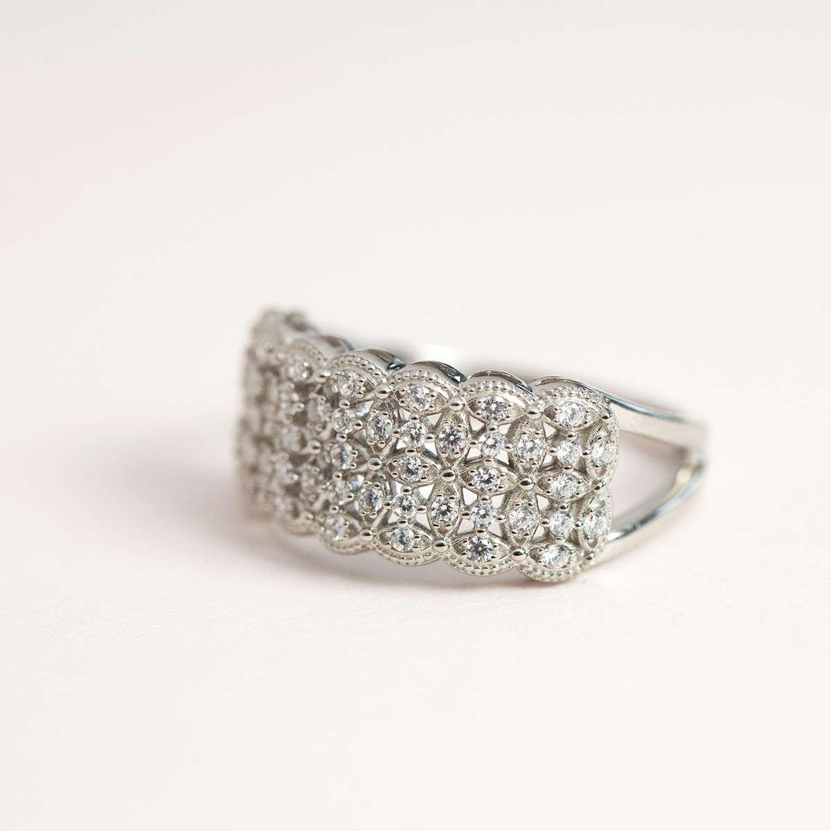 Bague argent 925, zirconias. - vue D3