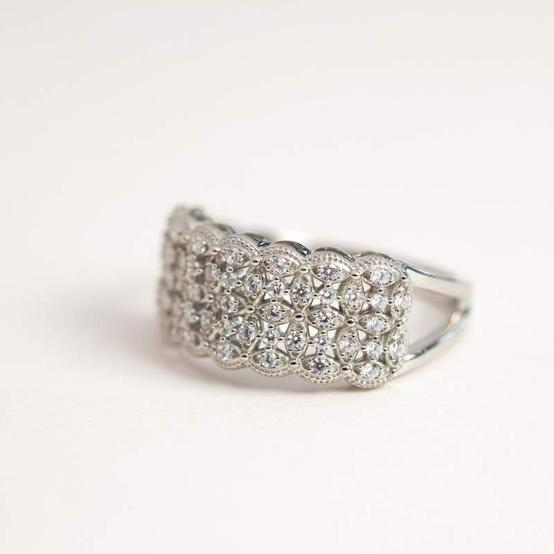 Bague argent 925, zirconias. - vue D3