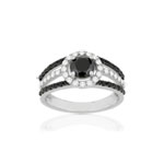 Bague argent 925, zirconias noirs et blancs. - vue 1