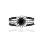 Bague argent 925, zirconias noirs et blancs. - vue 3