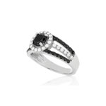 Bague argent 925, zirconias noirs et blancs. - vue D1
