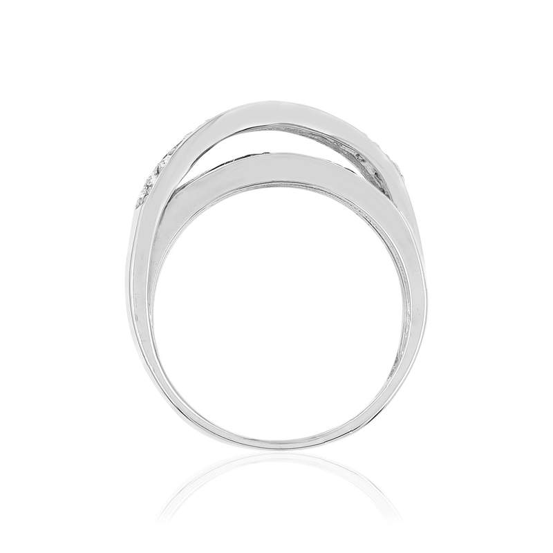 Bague argent 925 zirconias noirs et blancs - vue 2