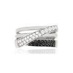 Bague argent 925 zirconias noirs et blancs - vue 3