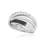 Bague argent 925 zirconias noirs et blancs - vue D1