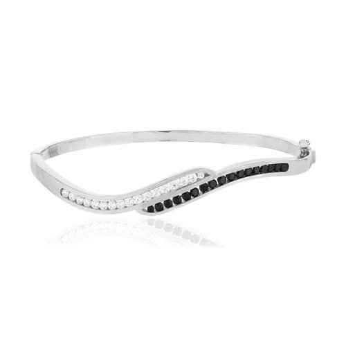 Bracelet argent 925 rigide zirconias 60 mm