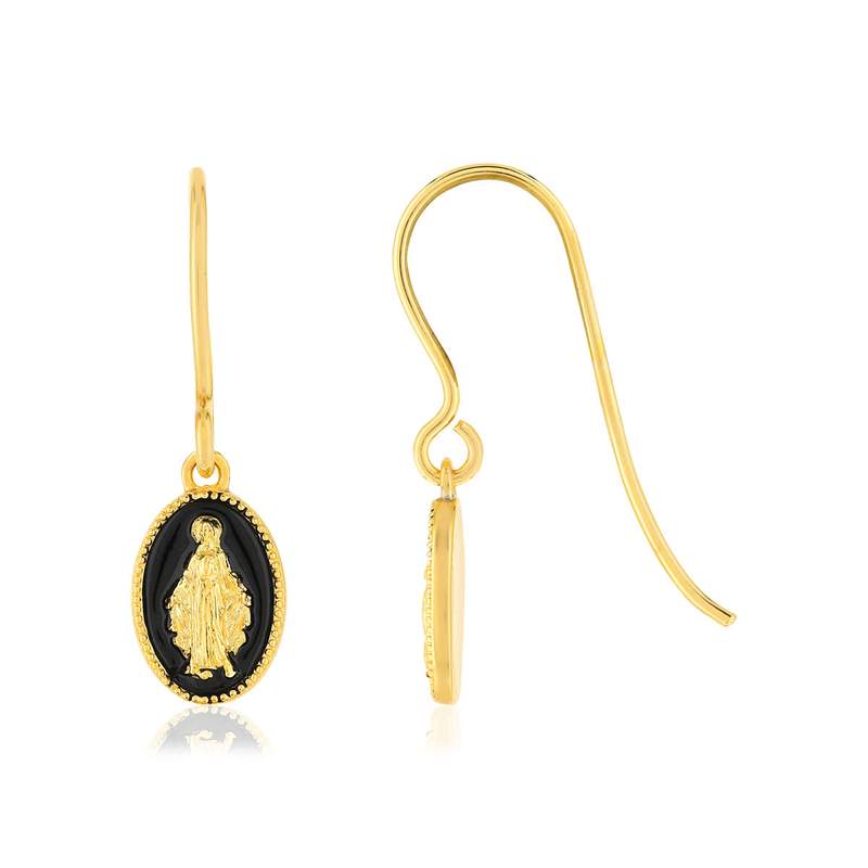 Boucles d'oreilles plaqué or Vierge Miraculeuse - vue 1