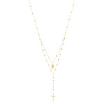 Collier plaqué or zirconias Vierge Miraculeuse et Croix 45 cm - vue 1
