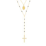 Collier plaqué or zirconias Vierge Miraculeuse et Croix 45 cm - vue 2