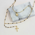 Collier plaqué or zirconias Vierge Miraculeuse et Croix 45 cm - vue D3