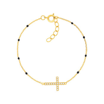 Bracelet plaqué or croix zirconias