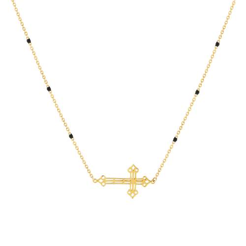 Collier or jaune 375 croix