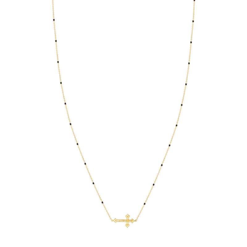 Collier or jaune 375 croix - vue 2