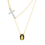 Collier or jaune 375 vierge miraculeuse croix zirconias - vue 1