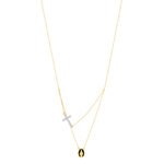 Collier or jaune 375 vierge miraculeuse croix zirconias - vue 2