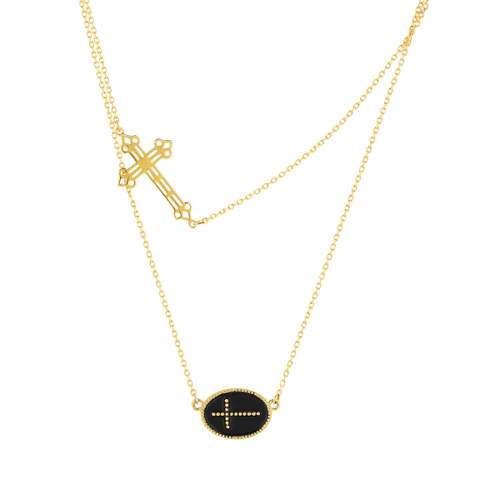 Collier or jaune 375 croix