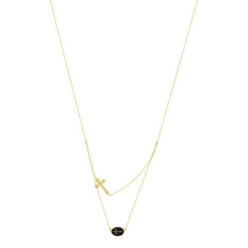 Collier or jaune 375 croix - vue 2