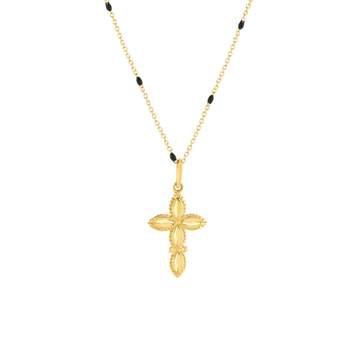 Collier or jaune 375 croix