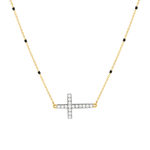 Collier or jaune 375 croix zirconias - vue 1