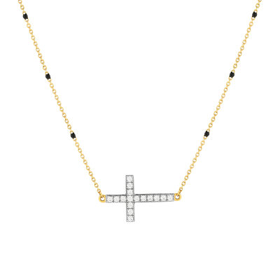 Collier or jaune 375 croix zirconias - vue 1