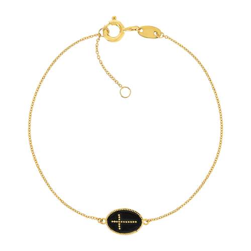 Bracelet or jaune 375 croix