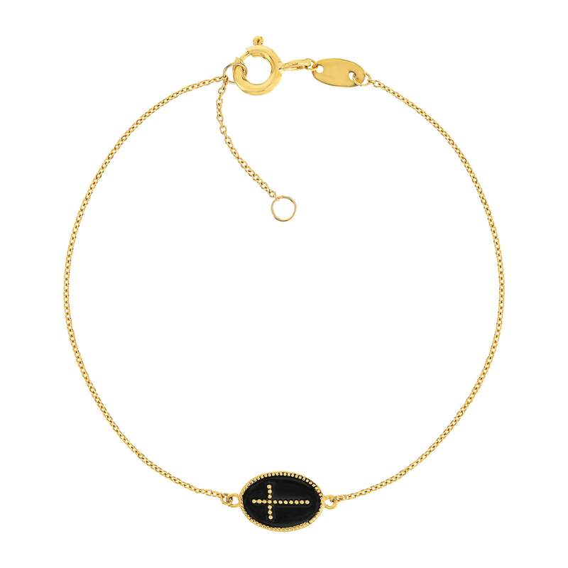 Bracelet or jaune 375 croix - vue 1