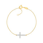 Bracelet or jaune 375 croix zirconias - vue 1
