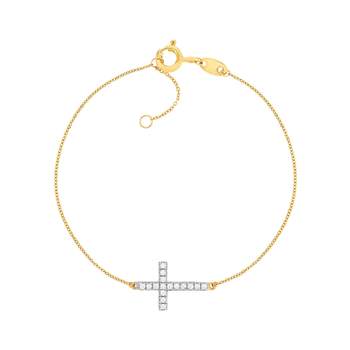 Bracelet or jaune 375 croix zirconias