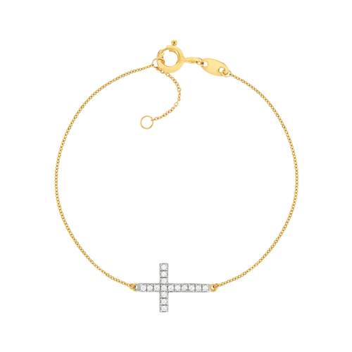 375 yellow gold bracelet with zirconia cross