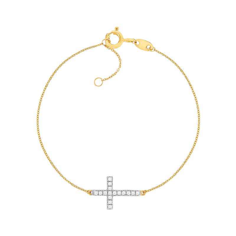Bracelet or jaune 375 croix zirconias - vue 1