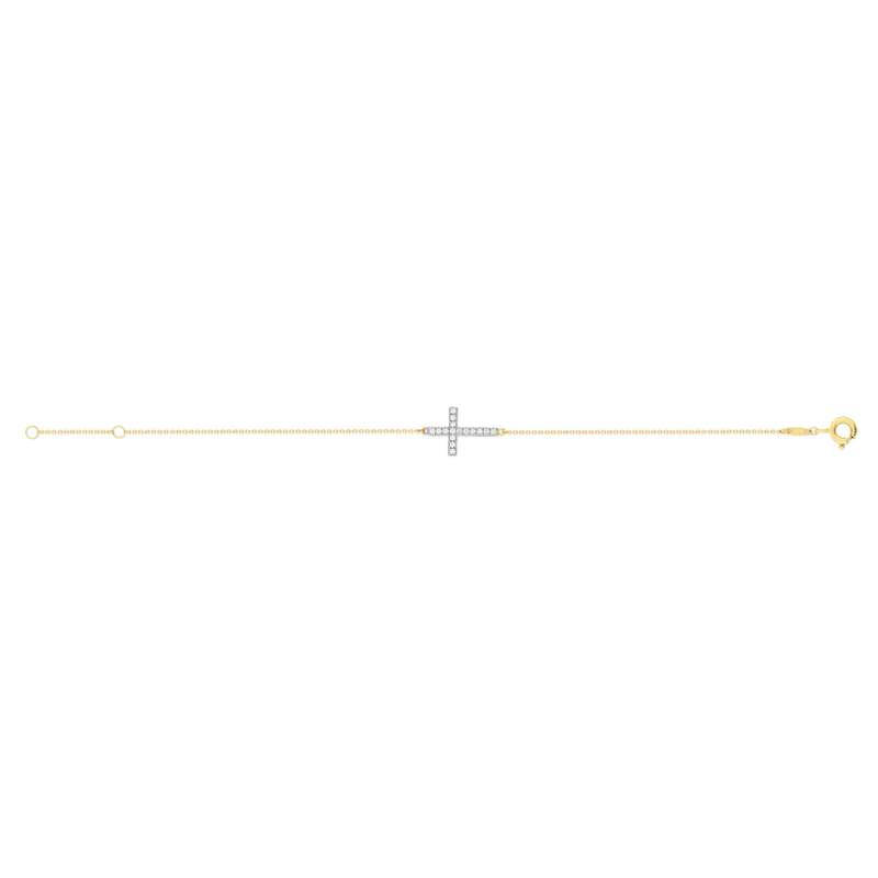Bracelet or jaune 375 croix zirconias - vue 2