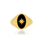 Bague plaque or agate zirconia - vue 3