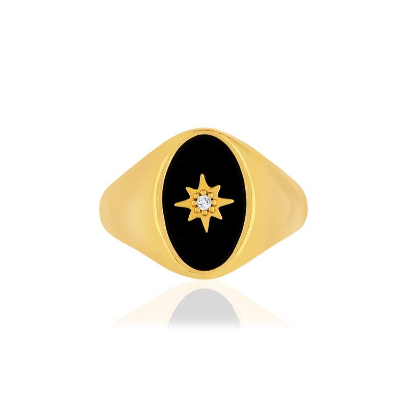 Gold plate ring agate zirconia - view 3