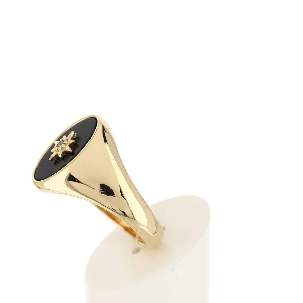 Gold-Plated Agate and Zirconia Ring - View 5