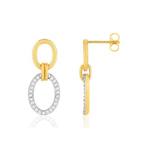 Boucles d'oreilles plaqué or 2 tons zirconias