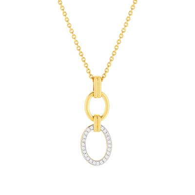 2-tone gold plate zirconia necklace 45 cm