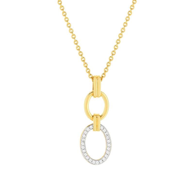 Collier plaque or 2 tons zirconias 45 cm - vue 1