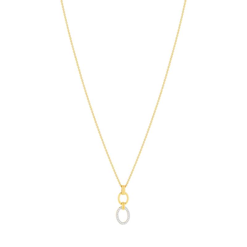 Collier plaque or 2 tons zirconias 45 cm - vue 2