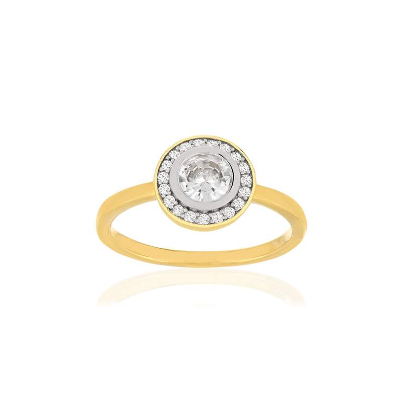 Bague plaqué or 2 tons zirconias - vue 1