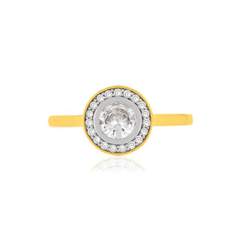 2-tone gold-plated zirconia ring